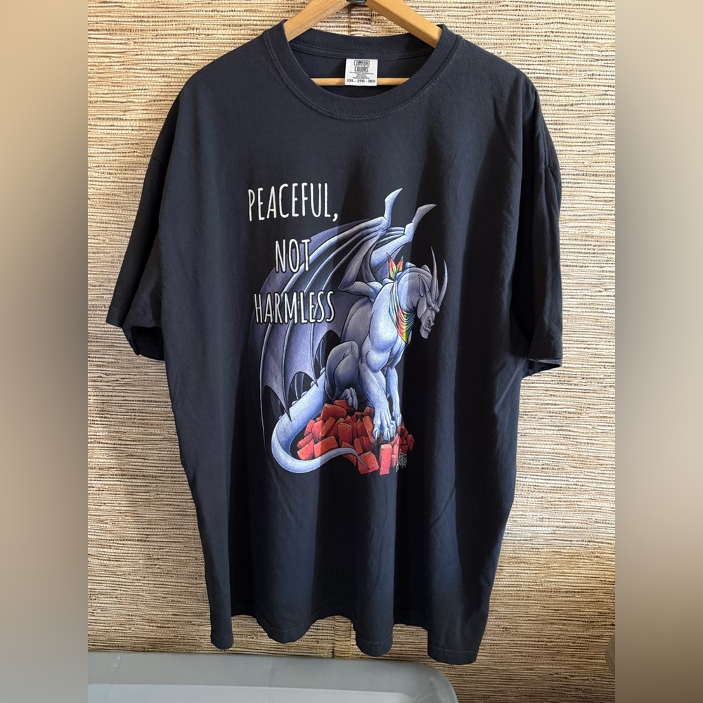 Comfort Colors Peaceful Not Harmless Size 2XL 2024 Anime Dragons Crew T-Shirt